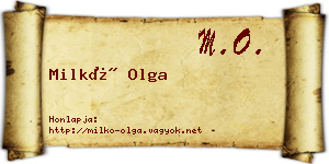 Milkó Olga névjegykártya